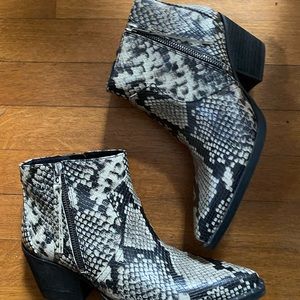 Snake skin ankle boots